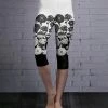 Lily | White & Black Floral Capri Leggings - Women