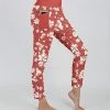 Lily | Red & White Floral Pocket Leggings - Women