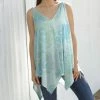 Lily | Turquoise & Mint Floral V-Neck Handkerchief Tunic - Women