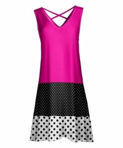 Lily | Black & Pink Color Block Crisscross-Back Sleeveless Dress - Plus