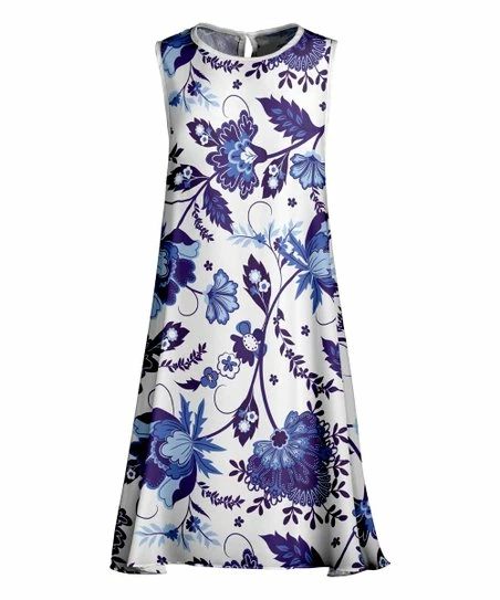 Lily | Purple & White Floral Sleeveless Shift Dress - Women 1 Lily | Purple & White Floral Sleeveless Shift Dress - Women
