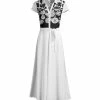 Lily | Black & White Floral Button-Front Collared Maxi Dress - Plus