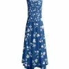 Lily | Blue & White Floral Handkerchief-Hem Sleeveless Maxi Dress - Plus