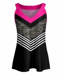 Lily | Black & Pink Chevron V-Neck Tank - Plus