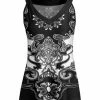 Lily | Black & White Arabesque V-Neck Tank - Plus
