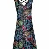Lily | Black Multicolor Floral Crisscross Shift Dress - Women
