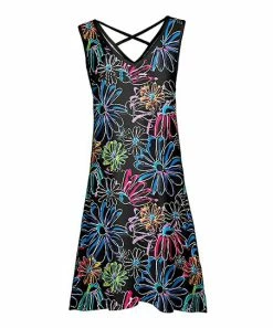 Lily | Black Multicolor Floral Crisscross Shift Dress - Women