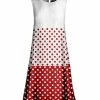 Lily | White & Red Color Block Polka Dot Shift Dress - Women
