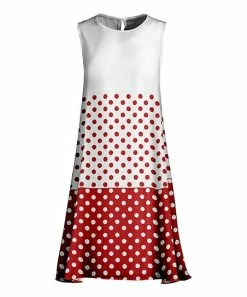 Lily | White & Red Color Block Polka Dot Shift Dress - Women