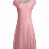 Lily | Pink & White Dandelion Short-Sleeve Fit & Flare Dress - Women
