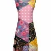 Lily | Pink & Purple Color Block Floral Patterned A-Line Dress - Women