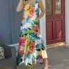 Lily | White Multicolor Floral Sleeveless Handkerchief Maxi Dress - Women