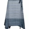 Lily | Blue & White Stripe & Gingham Handkerchief-Hem Wrap Skirt - Women