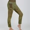 Lily | Olive & Brown Damask Pocket Leggings - Plus