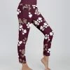 Lily | Plum Paw Print Pocket Leggings - Women
