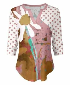 Lily | Rose & Olive Floral Polka Dot V-Neck Long-Sleeve Top - Women