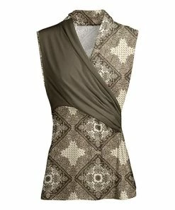Lily | Beige & Brown Arabesque Surplice Tunic - Women