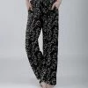 Lily | Black & White Floral Lounge Pants - Plus