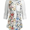 Lily | White & Red Floral Chest-Pocket Raglan Tunic - Plus