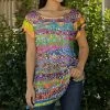 Lily | Blue & Gold Multicolor Abstract Flutter-Sleeve Tunic - Plus