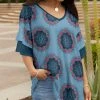 Lily | Mandala Double-Sleeve V-Neck Tunic - Plus