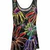 Lily | Black & Red Floral Sketch Double-Scoop Neck Tank - Women