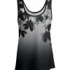 Lily | Black & Gray Ombré Floral Double-Scoop Neck Tank - Women
