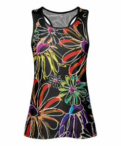 Lily | Black & Red Floral Sketch Racerback Tank - Women