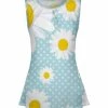 Lily | Aqua & Yellow Polka Dot Diay Pleated Crewneck Tank - Women