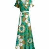 Lily | Green & White Floral Tie-Waist Surplice Maxi Dress - Women