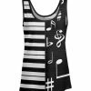 Lily | Black & White Stripe Music Note Double-Scoop Neck Tank - Women