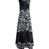 Lily | Black & Gray Foliage Sleeveless Handkerchief Maxi Dress - Plus