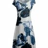 Lily | Navy & White Polka Dot Floral Scoop Neck Dress - Women