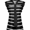 Lily | Black & White Stripe Tie-Neck Flutter-Sleeve Tunic - Women