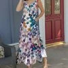 Lily | Purple & Teal Floral Round-Neck Sleeveless Pocket Maxi Dress - Plus