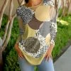 Lily | Cream & Black Abstract Circle Three-Quarter Sleeve Tunic - Plus