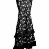 Lily | Black & White Floral Ruffle-Accent Asymmetrical Hem Dress - Women