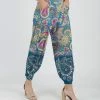 Lily | Turquoise & Pink Paisley Pocket High-Waist Harem Pants - Women