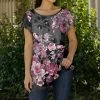 Lily | Gray & Black Floral Flutter-Sleeve Tunic - Plus