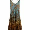Lily | Brown & Aqua Floral Scoop Neck Sleeveless Dress - Women