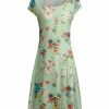 Lily | Mint & Pink Floral Cap-Sleeve Dress - Plus