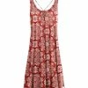 Lily | Red & White Geometric Floral Scoop Neck Sleeveless Dress - Women