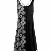 Lily | Black & White Floral Color Block Scoop Neck Sleeveless Dress - Women