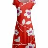 Lily | Red & White Floral Cap-Sleeve Dress - Plus