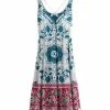 Lily | Teal & Pink Boho Scoop Neck Sleeveless Dress - Women