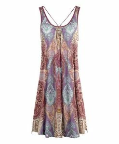 Lily | Mauve & Lavender Boho Scoop Neck Sleeveless Dress - Plus