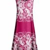 Lily | Fuchsia & White Floral Keyhole-Back Sleeveless Shift Dress - Women
