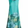 Lily | Turquoise & Yellow Floral Keyhole-Back Sleeveless Shift Dress - Plus
