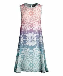 Lily | Blue & Purple Boho Keyhole-Back Sleeveless Shift Dress - Women