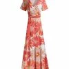 Lily | Orange & Yellow Floral Short-Sleeve Wrap Maxi Dress - Plus